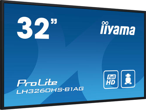 iiyama LH3260HS-B1AG Signage-Display Digitale A-Platine 80 cm (31.5) LED WLAN 500 cd/m Full HD Schwarz Eingebauter Prozessor Android 11 24/7
