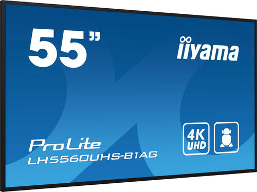 iiyama LH5560UHS-B1AG Signage-Display Digitale A-Platine 139,7 cm (55) LED WLAN 500 cd/m 4K Ultra HD Schwarz Eingebauter Prozessor Android 11 24/7