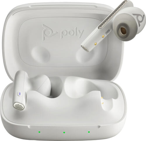 POLY Voyager Free 60 UC M White Sand Earbuds +BT700 USB-C Adapter +Basic-Ladeetui