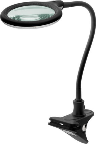 Goobay LED-Klemm-Lupenleuchte, 6 W, schwarz 480 lm, 100 mm Glaslinse, 1,75-fache Vergrößerung, 3 Dioptrien