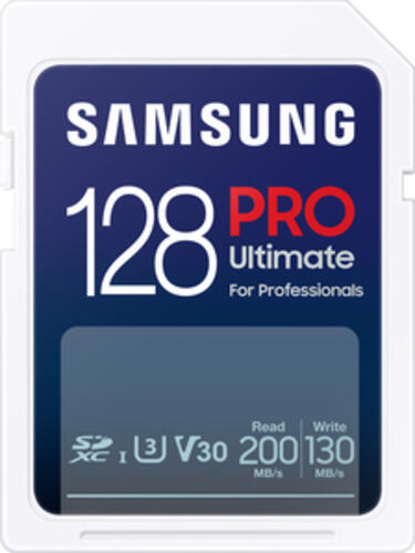 128 GB Samsung PRO Ultimate SDXC Speicherkarte, lesen: 200MB/s, schreiben: 130MB/s
