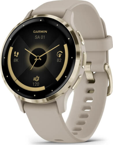 Garmin Venu 3S 3,05 cm (1.2) AMOLED 41 mm Digital 390 x 390 Pixel Touchscreen Gold, Grau WLAN GPS