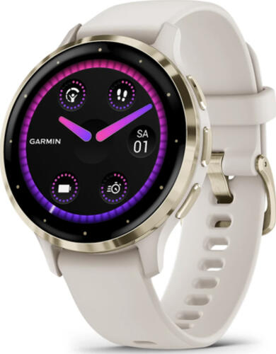 Garmin Venu 3S 3,05 cm (1.2) AMOLED Digital 390 x 390 Pixel Touchscreen Gold, Elfenbein WLAN GPS