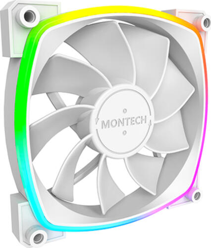 Montech RX120 PWM ARGB weiß 120mm, 120x120x25mm (BxHxT), 100.25m³/h (59 CFM), 27dB(A), Vibrationsdämpfer, reversierter Rotor, White Build-kompatibel