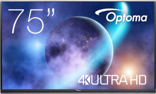 Optoma 5752RK+ Interactive flat panel 190.5 cm (75) LED 400 cd/m 4K Ultra HD Black Touchscreen Built-in processor Android 11