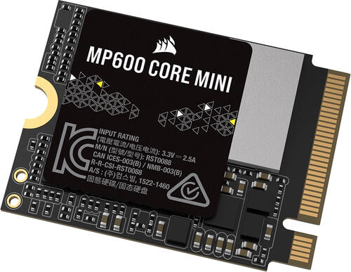 2.0 TB SSD Corsair Force Series MP600 Core Mini, M.2/M-Key (PCIe 4.0 x4), lesen: 5000MB/s, schreiben: 3800MB/s SLC-Cached, TBW: 450TB