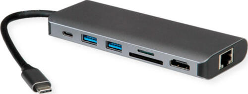 ROLINE 12021123 laptop-dockingstation & portreplikator Kabelgebunden USB 3.2 Gen 1 (3.1 Gen 1) Type-C Grau