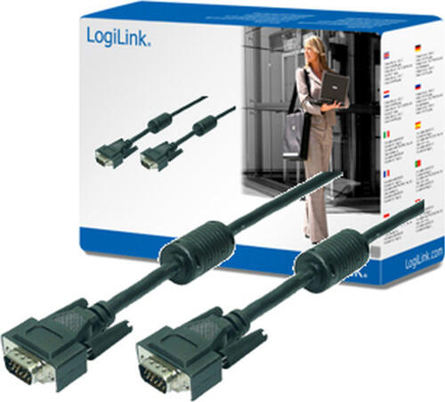 LogiLink VGA, M/M, 10m VGA-Kabel VGA (D-Sub) Schwarz