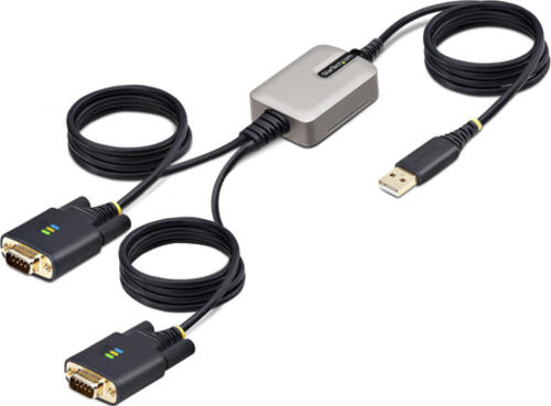 StarTech.com 2P6FFC-USB-SERIAL Kabeladapter USB-A 2 x DB-9 RS-232 Schwarz, Grau