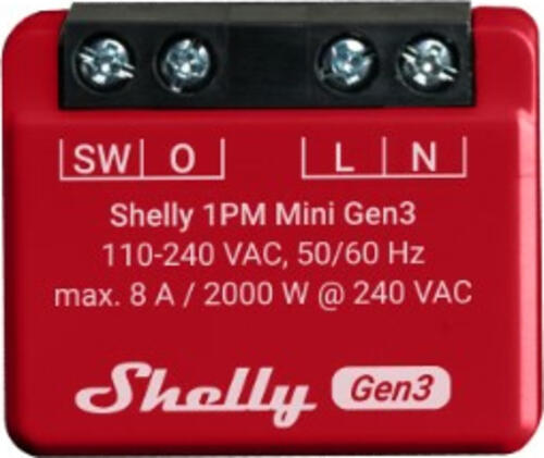Shelly 1PM Mini Gen3 Intelligenter Schalter 1P Rot