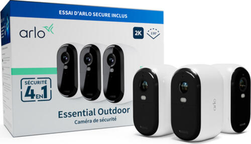 Arlo Essential 2K Outdoor Überwachungskamera, 3er Set