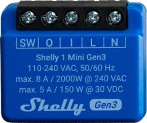 Shelly 1 Mini Gen3 Intelligenter Schalter 1P Blau