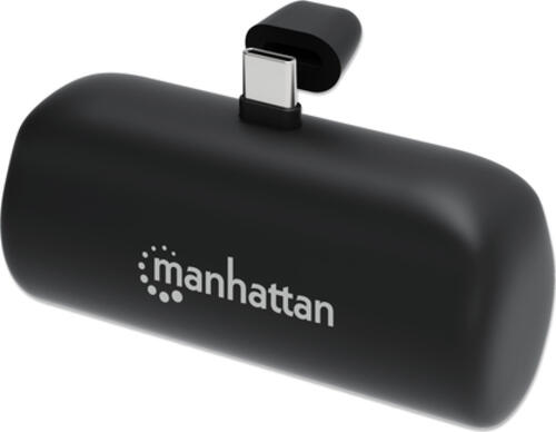 Manhattan Powerbank 5000 mAh mit integriertem USB-C-Stecker 10 W schwarz