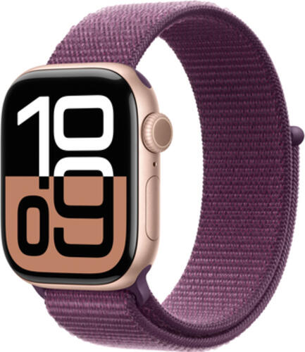 Apple Watch Series 10 (GPS) 42mm Aluminium rosegold mit Sport Loop Pflaume