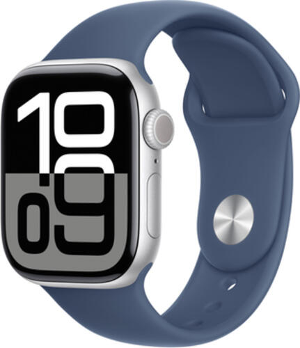 Apple Watch Series 10 (GPS) 42mm Aluminium silber mit Sportarmband M/L Denim
