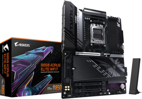 GIGABYTE B850 AORUS ELITE WIFI7 Motherboard - AMD Ryzen 9000 Serie CPUs, 14+2+2 Phasen digitales VRM, bis zu 8200MHz DDR5 (OC), 1xPCIe 5.0 + 2xPCIe 4.0 M.2, 2,5 LAN, WIFI 7, USB 3.2 Gen 2x2