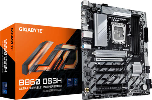 GIGABYTE B860 DS3H Mainboard - Intel Core Ultra CPUs&comma; 8&plus;1&plus;2&plus;2 Phasen VRM&comma; bis zu 9066MHz DDR5&comma; 1xPCIe 5&period;0 &plus; 1xPCIe 4&period;0 M&period;2&comma; 2&comma;5 GbE LAN&comma; USB 3&period;2 Gen 2x2