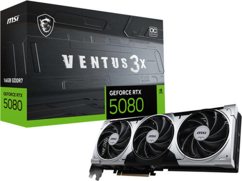 MSI VENTUS GEFORCE RTX 5080 16G 3X OC PLUS Grafikkarte NVIDIA 16 GB GDDR7
