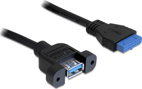 DeLOCK 0.5m USB 3.0 F/F USB Kabel 0,5 m USB A IDC Schwarz