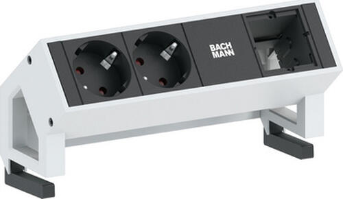 Bachmann 2x Schuko 1x Custom Module RAL9010 Verlängerungskabel 2 AC-Ausgänge Schwarz, Weiß