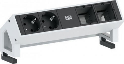 Bachmann 2x Schuko 2x Custom Modules RAL9010 Verlängerungskabel 2 AC-Ausgänge Schwarz, Weiß