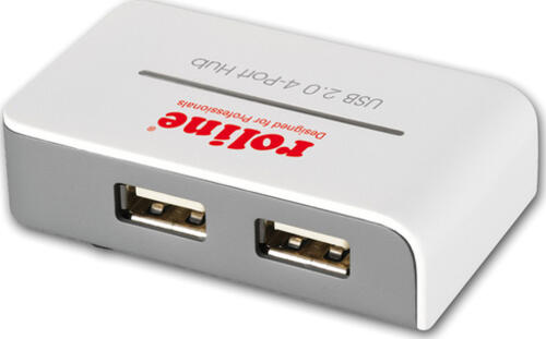 ROLINE USB 2.0 Hub Black and White, 4 Ports, mit Netzteil