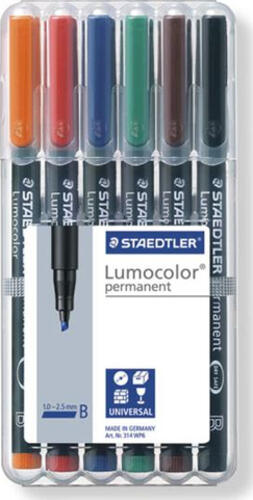 Staedtler 314 WP6 Permanent-Marker Schwarz, Blau, Braun, Grün, Orange, Rot 1 Stück(e)