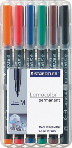 Staedtler 317 WP6 Permanent-Marker Schwarz, Blau, Braun, Grün, Orange, Rot 6 Stück(e)