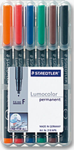 Staedtler 318 WP6 Permanent-Marker Schwarz, Blau, Braun, Grün, Orange, Rot 6 Stück(e)