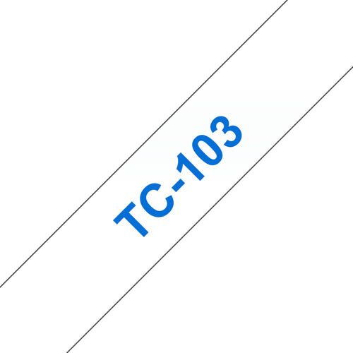 Brother TC-103 Etiketten erstellendes Band Blau auf transparent