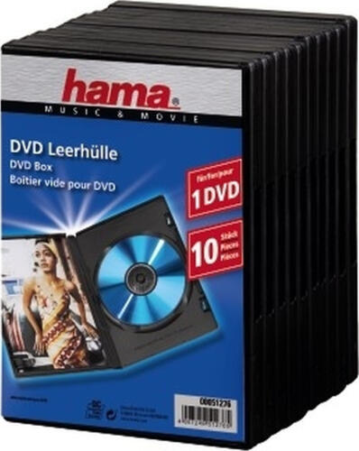 1x10 Hama DVD-Leerhülle mit Folie schwarz              51276