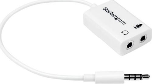 StarTech.com 3,5mm Klinke Audio Y-Kabel - 4 pol. auf 3 pol. Headset Adapter für Headsets mit Kopfhörer / Microphone Stecker - St/Bu - Weiß