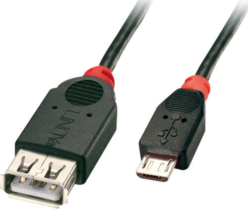 Lindy USB Micro-B - USB A&comma; 0&period;5m USB Kabel 0&comma;5 m USB 2&period;0 Micro-USB B Schwarz&comma; Rot