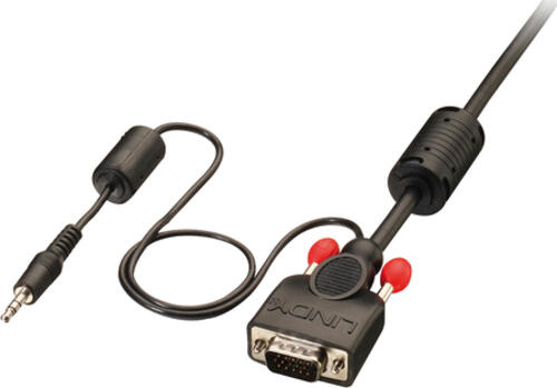 Lindy 37301 Videokabel-Adapter 5 m VGA (D-Sub) + 3.5mm Schwarz