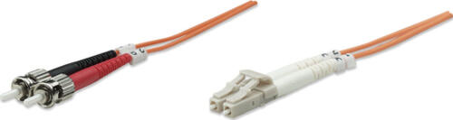 Intellinet Glasfaser LWL-Anschlusskabel, Duplex, Multimode, LC/ST, 50/125 m, OM2, 10 m, orange