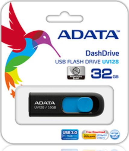 ADATA DashDrive UV128 128GB USB-Stick USB Typ-A 3.2 Gen 1 (3.1 Gen 1) Schwarz, Blau