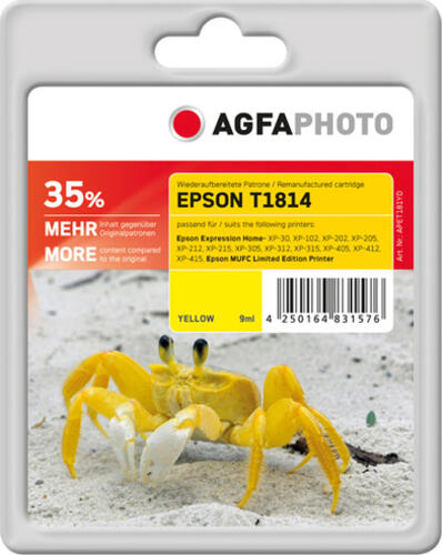 AgfaPhoto APET181YD Druckerpatrone 1 Stück(e) Gelb