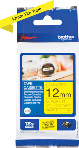 Brother TZE631S Etiketten erstellendes Band Schwarz auf gelb TZe