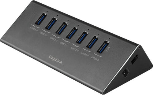 LogiLink UA0228 Schnittstellen-Hub USB 3.2 Gen 1 (3.1 Gen 1) Micro-B 5000 Mbit/s Aluminium, Schwarz