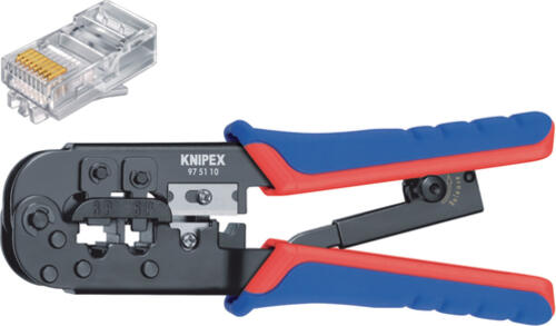 Knipex 97 51 10 SB Kabel-Crimper Crimpwerkzeug Schwarz, Blau, Rot