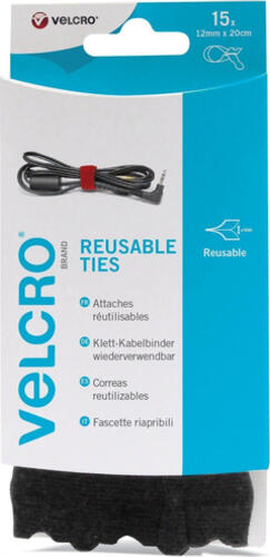 Velcro VEL-EC60466 Kabelbinder Kabelbinder mit Klettverschluss Schwarz 15 Stück(e)