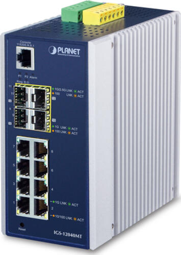 PLANET Industrial L2 Managed Switch 8-Port 10/100/1000T 4-Port 100/1000X SFP