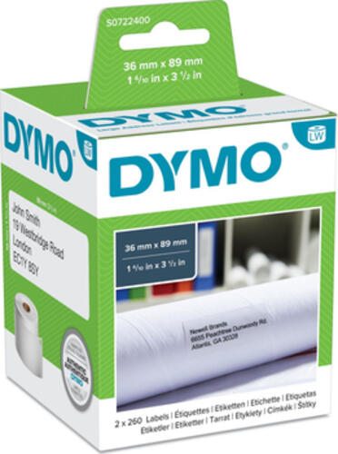 Dymo LabelWriter 99012 Etiketten 89x36mm, weiß, 2 Rollen