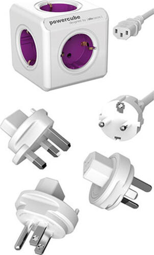 Allocacoc PowerCube ReWirable Verlängerungskabel 1 m 5 AC-Ausgänge Violett, Weiß