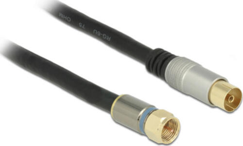 DeLOCK 88962 Koaxialkabel RG-6/U 5 m F plug IEC Schwarz