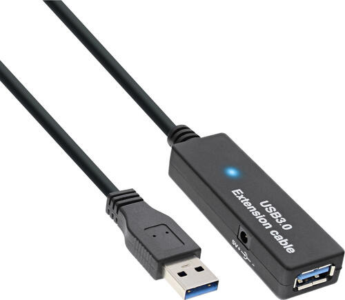 InLine USB 3.2 Gen.1 Aktiv-Verlängerung, Stecker A an Buchse A, schwarz, 10m