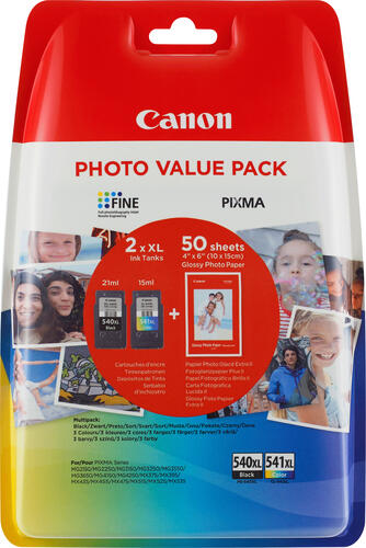 Canon PG-540XL/CL-541XL Tinte mit hoher Reichweite + Fotopapier Value Pack