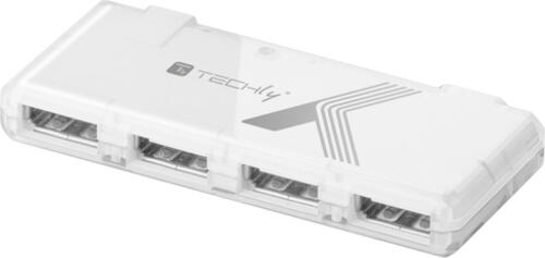 Techly IUSB2-HUB4-WHTY Schnittstellen-Hub 480 Mbit/s Weiß