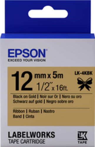 Epson Etikettenkassette, Satinband LK-4KBK Schwarz/Gold 12 mm (5 m)