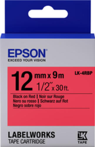 Epson Etikettenkassette LK-4RBP - Pastell - schwarz auf rot - 12mmx9m
